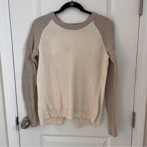 Madewell Cream and Tan Crew Neck Sweater